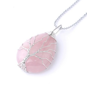 Rose Quartz Tree of Life Necklace - Rose Quartz Necklace - Giveably