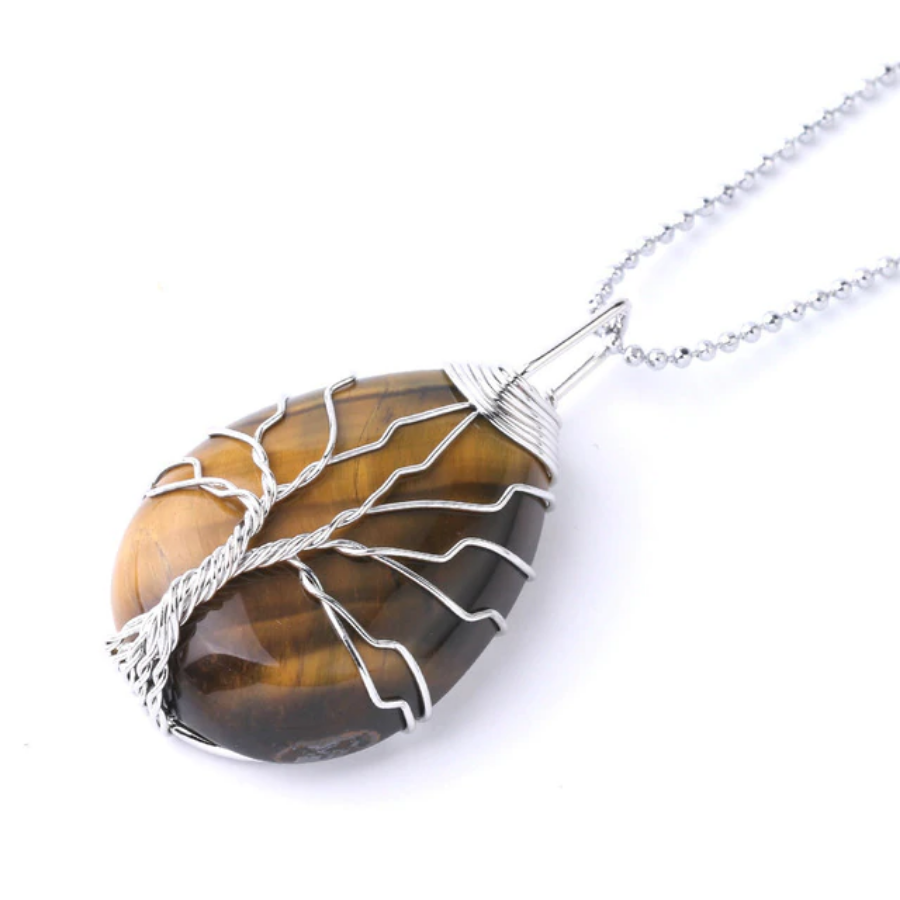 Tiger Eye Tree of Life Necklace - Tiger Eye Necklace - Giveably
