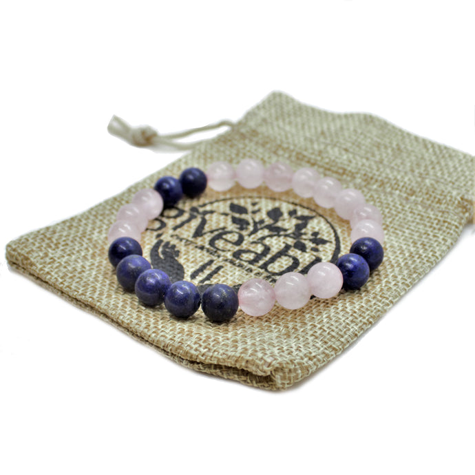 Heart Opening Bracelet - Rose Quartz and Lapis Lazuli Bracelet - Giveably